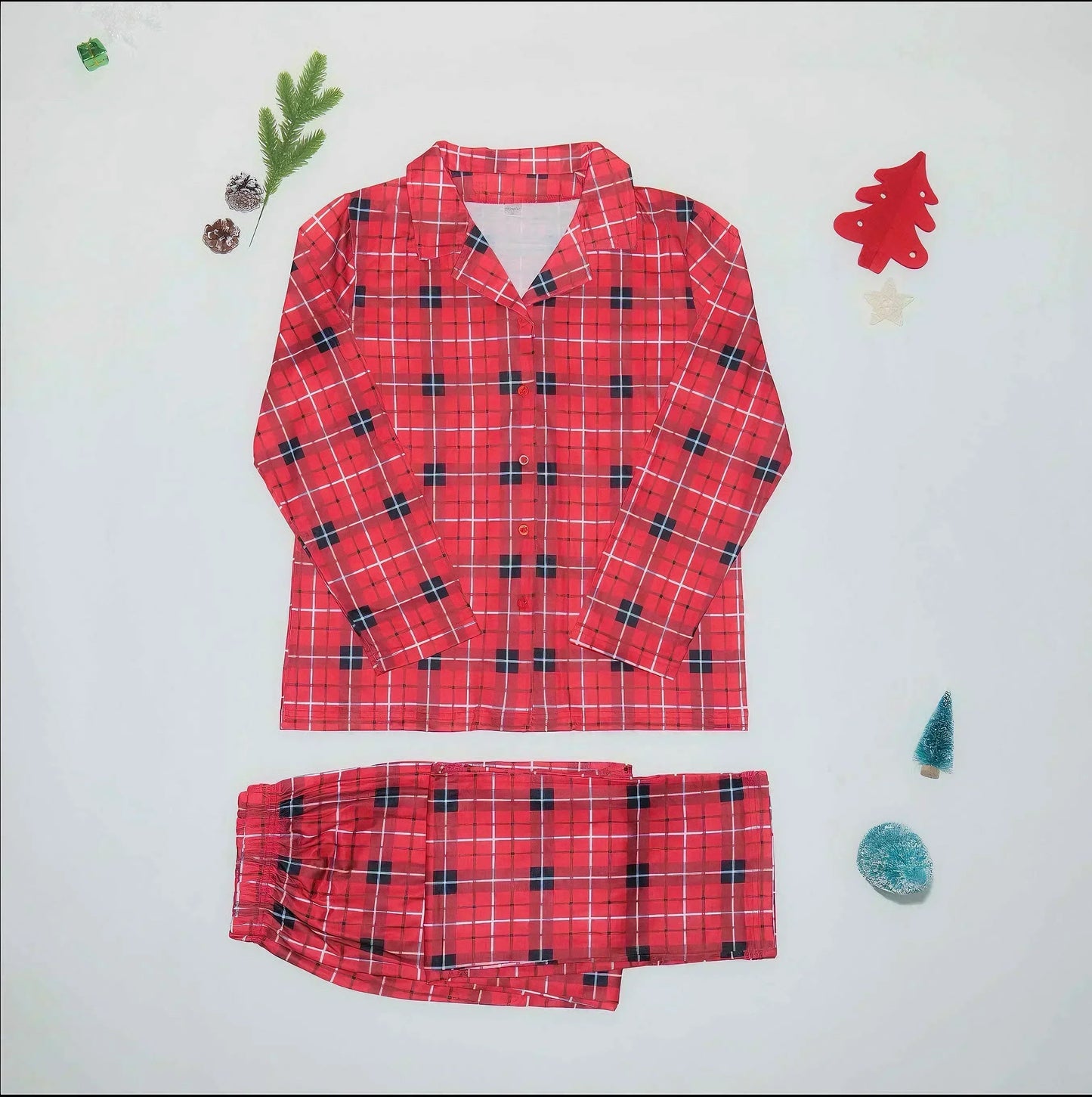 Maxy New Christmas Family Look Plaid Print Mom Dad Kids Matching Pajamas Set Baby Dog Romper Boys Girls Clothes Warm Soft Pyjama