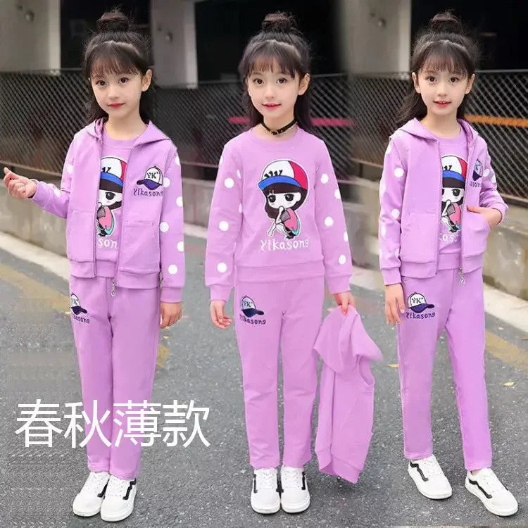 Maxy Girls Clothes Set Teen Kids Tracksuit Autumn Winter Vest + Coat + Pants 3pcs Children Clothing Suits Girl Sets 4 6 8 10 12 Year