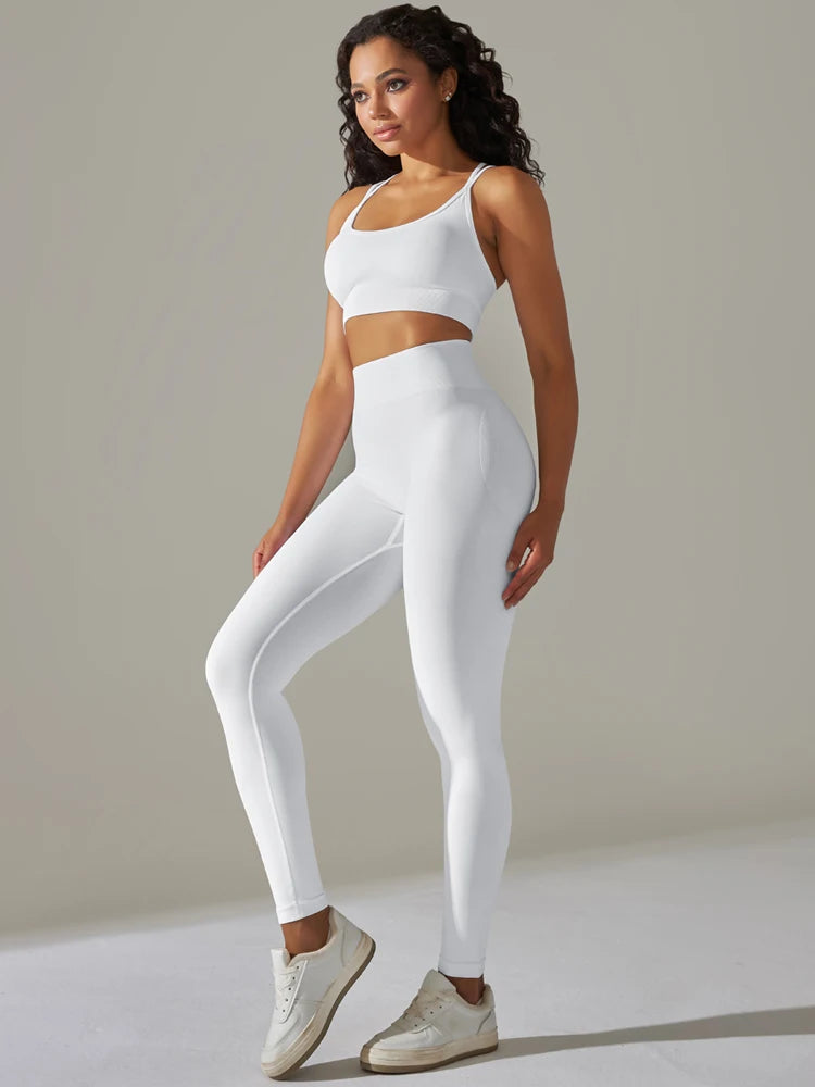 Maxy 2 Pcs Women Yoga Set Sexy Seamless Sports Set Gym Fitness Bra Set Hip Push Up Leggings Set Workout Clothing Sportswear Tracksuit