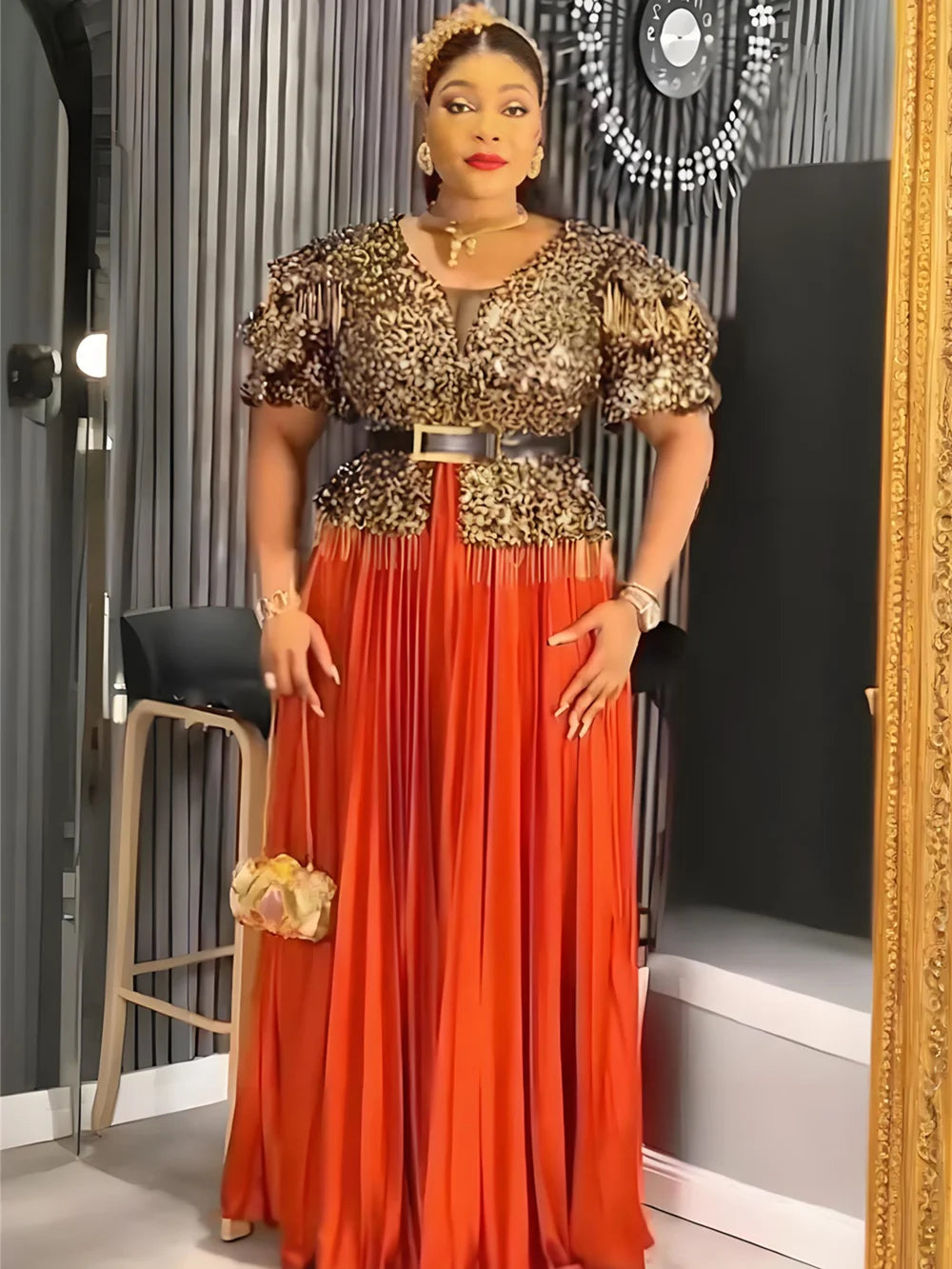 Amay Elegant Dresses for Women Luxury Sequin Evening Party Long Dress Plus Size Turkey Wedding Gown New Ladies Clothing