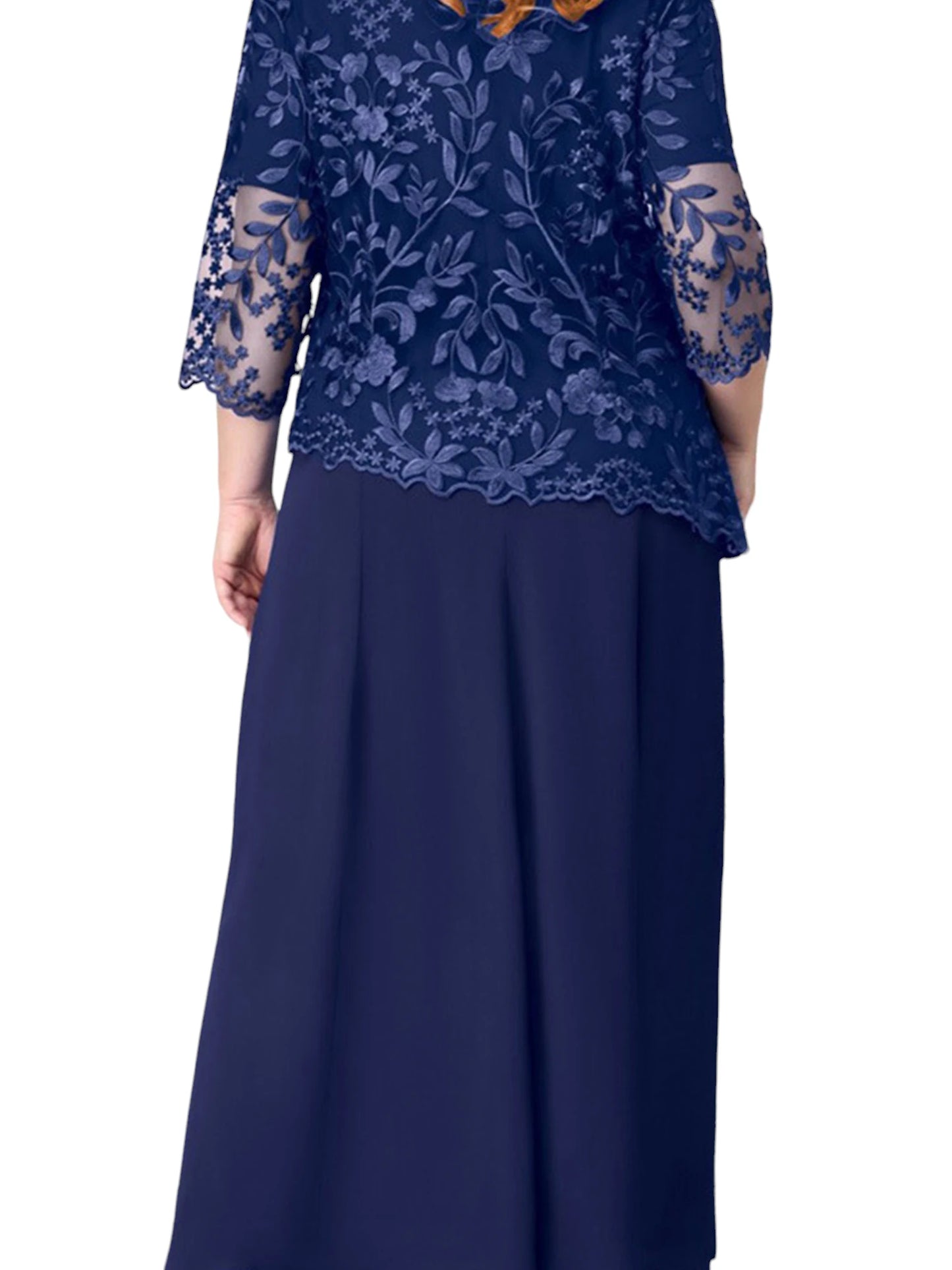 Maxy Plus Size PYL Women's Lace Long Sleeve Pullover Midi Dresses Ladies Evening Party Gowns Wedding Cocktail Clubwear