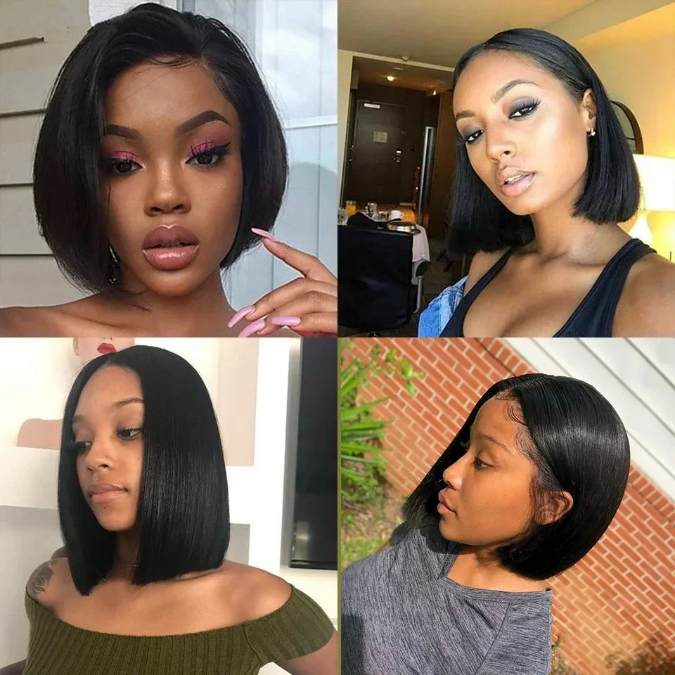 Maxy 6x4 Lace Closure Human Hair Wig for Women 8-16 Inch Wear Wigs Straight Human Hair Wigs Glueless Straight Short Bob Wigs