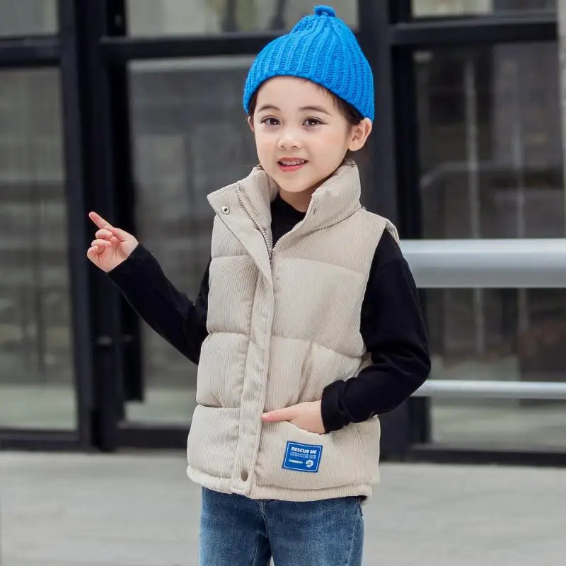 Winter Baby Boys Warm Thicken Vest Cotton Waistcoat Outerwear Kids Clothes Coat Autumn Children Jackets Toddler Girls Vest Tops