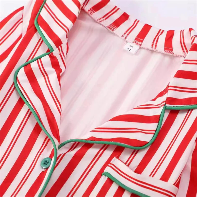 Maxy Striped Christmas Family Matching Pajamas Sets Father Mother Kids Baby Sleepwear Xmas Daddy Mommy and Me & Dog Pj's Clothes