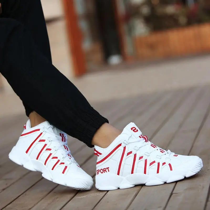 Maxy Large Size PU Leather Men's Running Shoes Men's White Sports Shoes Women Sport Shoes for Men Sneakers Red Basket Walk