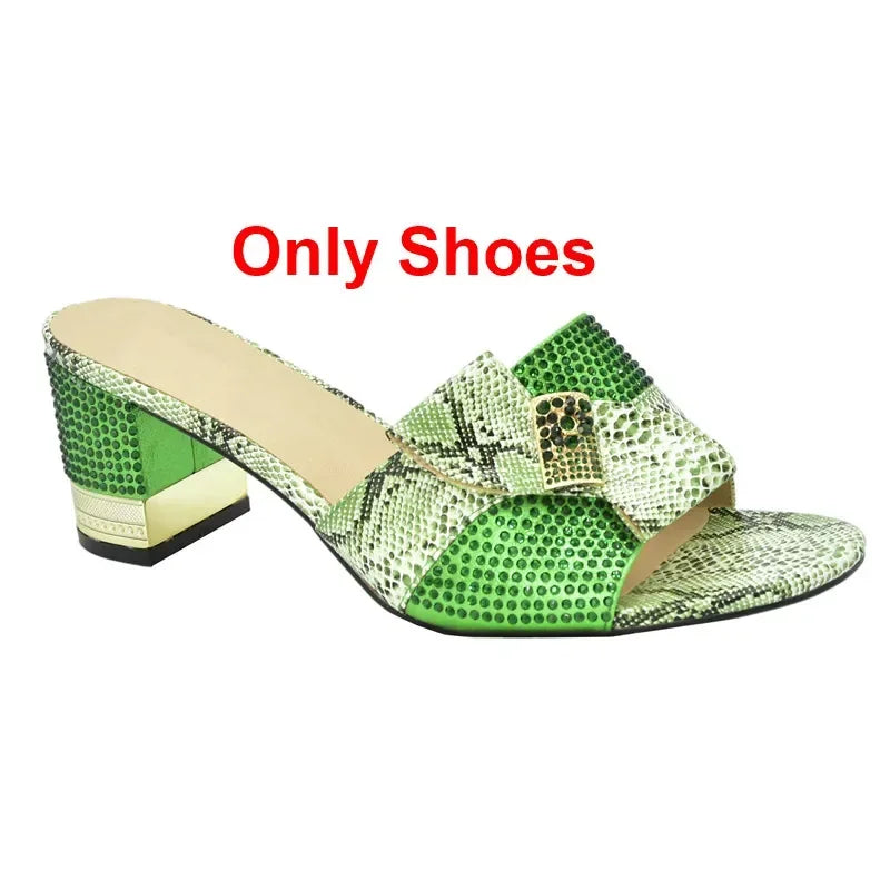 Maxy New Arrival Wedding Shoes for Women Bride Ladies Shoes and Sandals Italy Women Shoes and Bag Set Decorated with Rhinestone