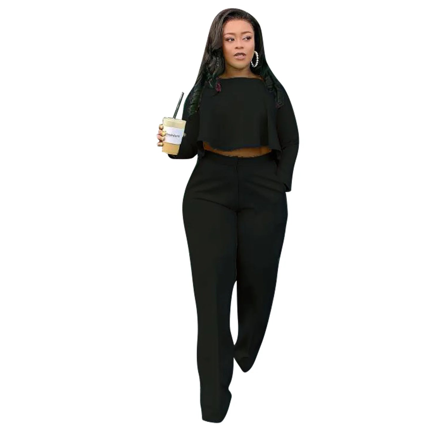 Maxy D8454 Two Piece Women Tracksuit Set Dashiki African Spring Summer Spring Long Sleeve Top and Pants Set Party Suit Matching Sets