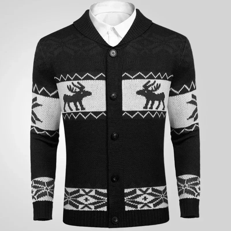 Maxy  Autumn Winter Men's Snowflake Christmas Sweater Knitted Sweater V-Neck Casual Knit Jumpers Pullovers Home Warm Outwear Male