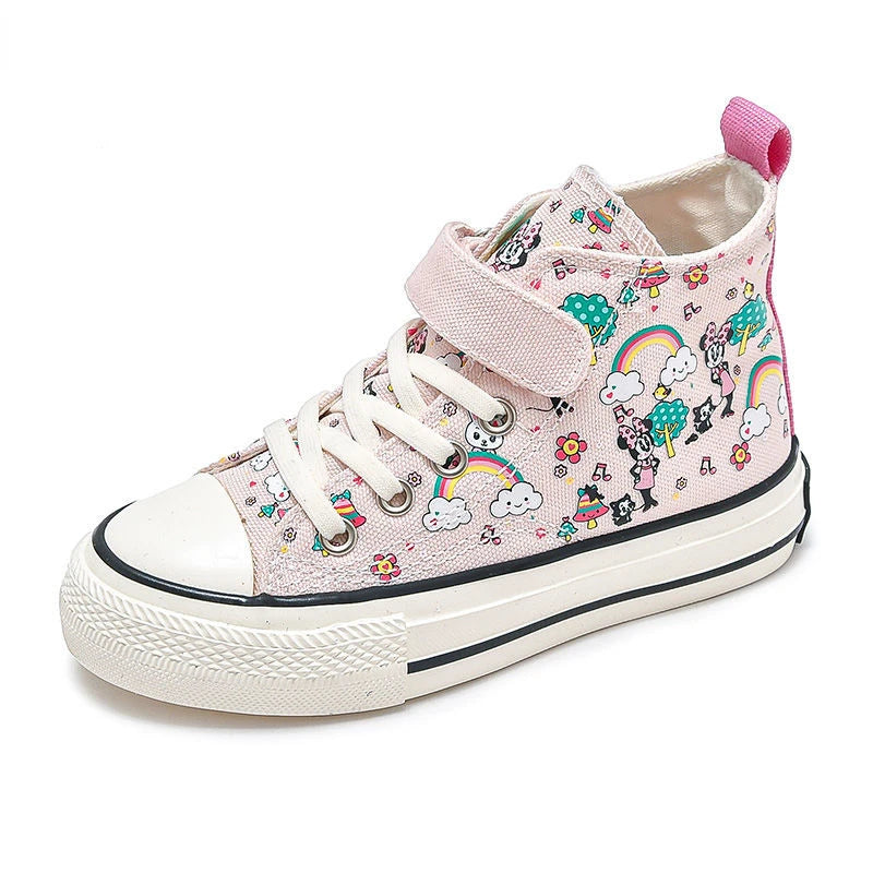 Maxy Minnie Mouse High-Top Canvas Shoes Children's Casual Basketball Running Sneakers Middle and Big Children's Sneakers