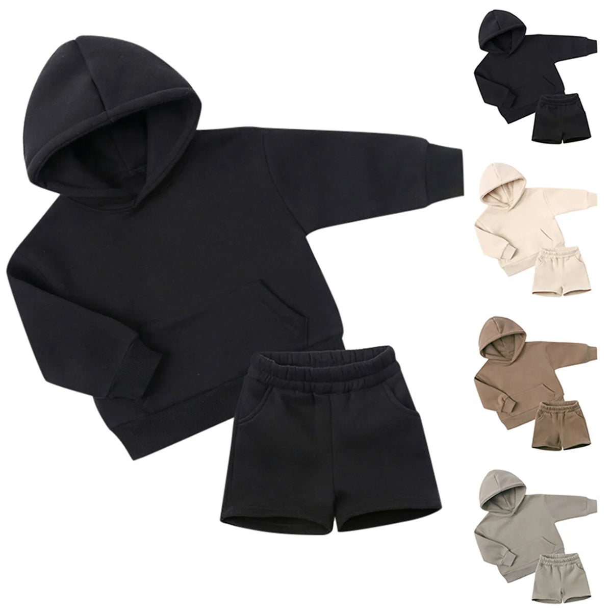 Maxy Children Kids Outfits Autumn Suits Solid Color Fleece Pants+Long Sleeve Sweatshirt Clothes For Toddler Boys Girls Tracksuit Set