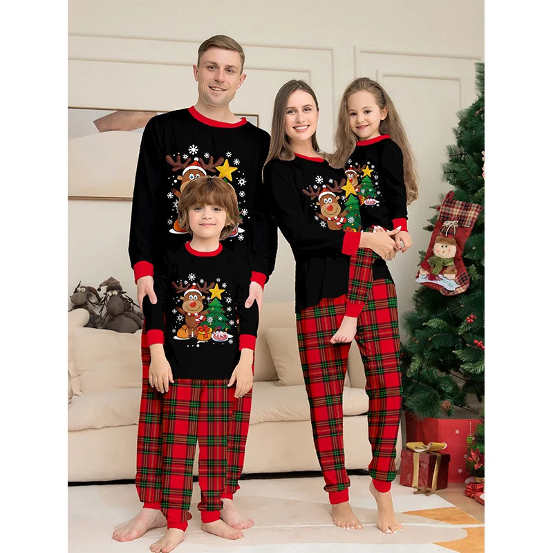 Maxy Christmas Outfit Pajamas Family Matching Adult Kids News Xmas Pyjamas Clothes Set Baby Rompers Casual Sleepwear Family Look