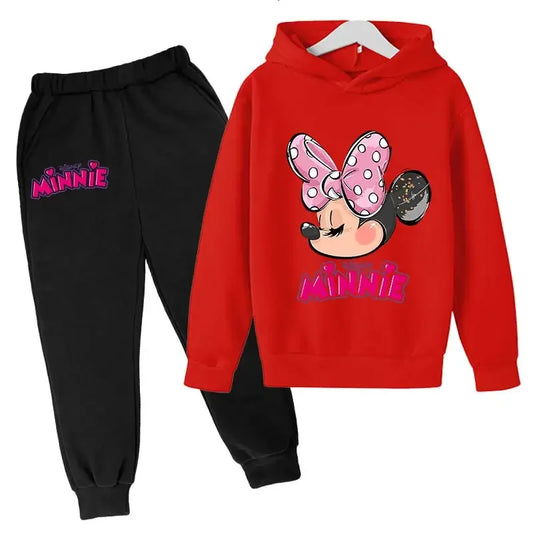 Minnie Mouse Clothes Set For Baby Girls With Autumn Winter Suit Mickey Mouse Toddler Kid Hoodies Set Infant Boy Clothing