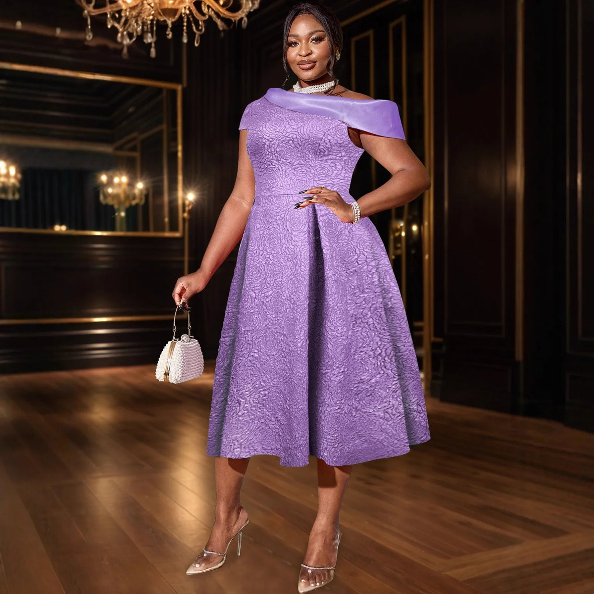 Maxy S-4XL Plus Size Party Evening Dresses for Women Autumn Elegant African Short Sleeve Midi Dress Dashiki Clothing