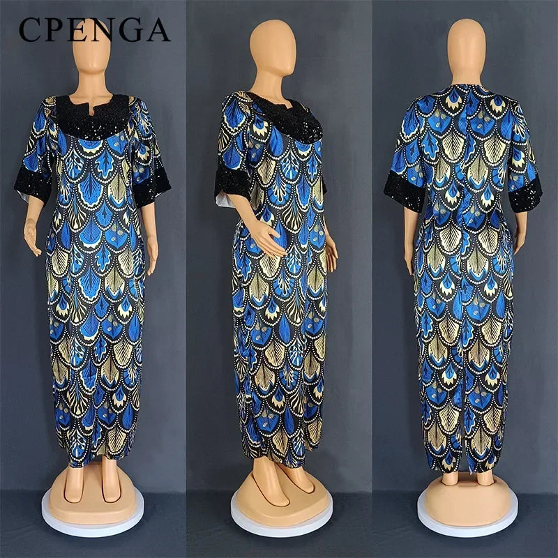 Amay Luxury Sequins Dress for Women Elegant Lady Wedding Evening Gown Plus Size  Bubu Party Dresses Muslim Kaftan Robe