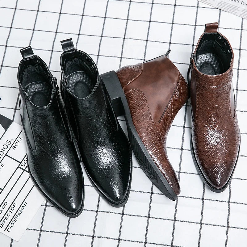 Amay Chelsea Boots Work shoes Italian Handmade Boot Shoes For Formal Dress Wedding Business MAN ANKL BOOT New cowboy boots brown