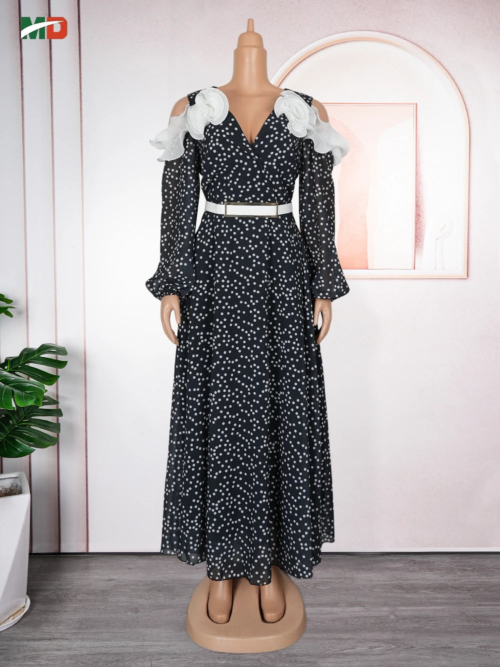 Maxy Dress Women Fashion Elegant Clothing Plus Size Polka Dot Dress For Summer Wedding Party Turkey Dressing New