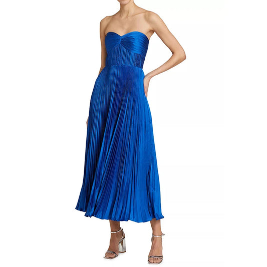 Maxy Summer High Waist Vacation Long Dress Leisure Sleeveless Backless Swing Evening Dress Female Elegant Solid Color Draped Dresses