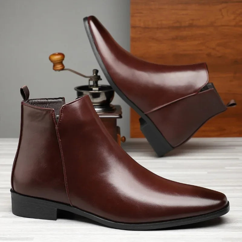 Visco New Men's Boots Classics Chelsea Boots Luxury High Top Leather Boot Fashion Casual Ankle Boots Men Dress Boot