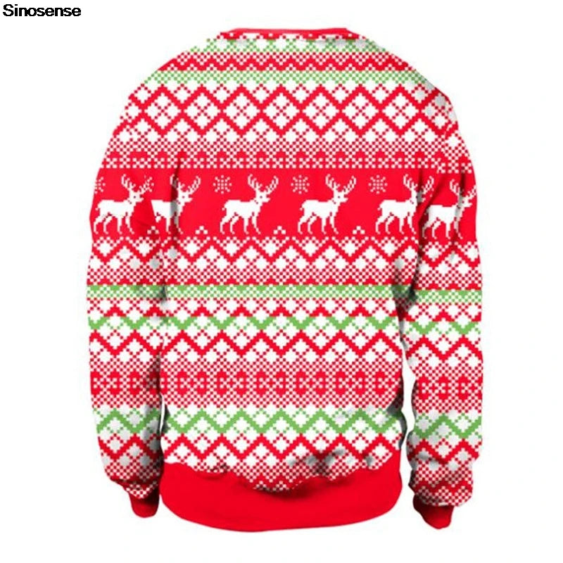 Visco Men Women Alpaca Ugly Christmas Sweatshirt 3D Funny Print Novelty Xmas Sweater Pullover New Year Eve Holiday Party Jumper Tops