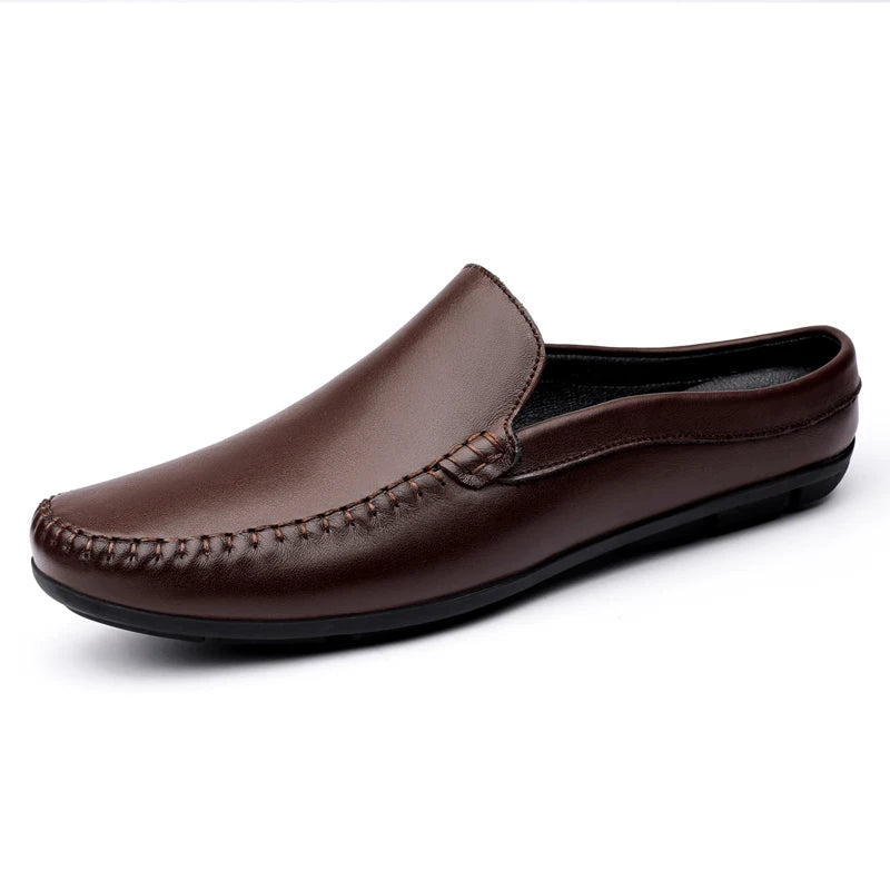 Summer Mens Low Casual Slip On Half Shoes For Men High Quality Leather Italian Designer Breathable