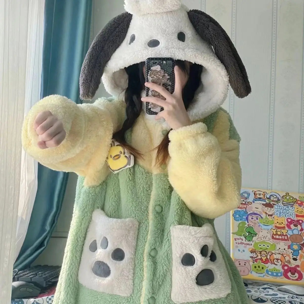 Zay Women's Onesies Flannel Cosplay Costume Dinosaur Panda Fox Animal Pajama Cartoon Hooded Sleepwear Halloween Christmas Nightdress