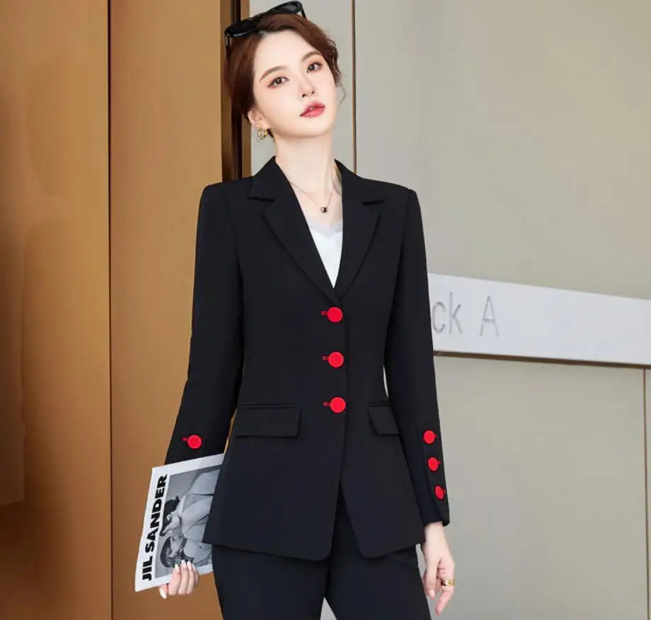 Maxy New Female Suit Jacket Bell Bottoms Two-Piece Suit Autumn Winter Office Women's Clothes Casual Trousers Suits Sets Work Clothes