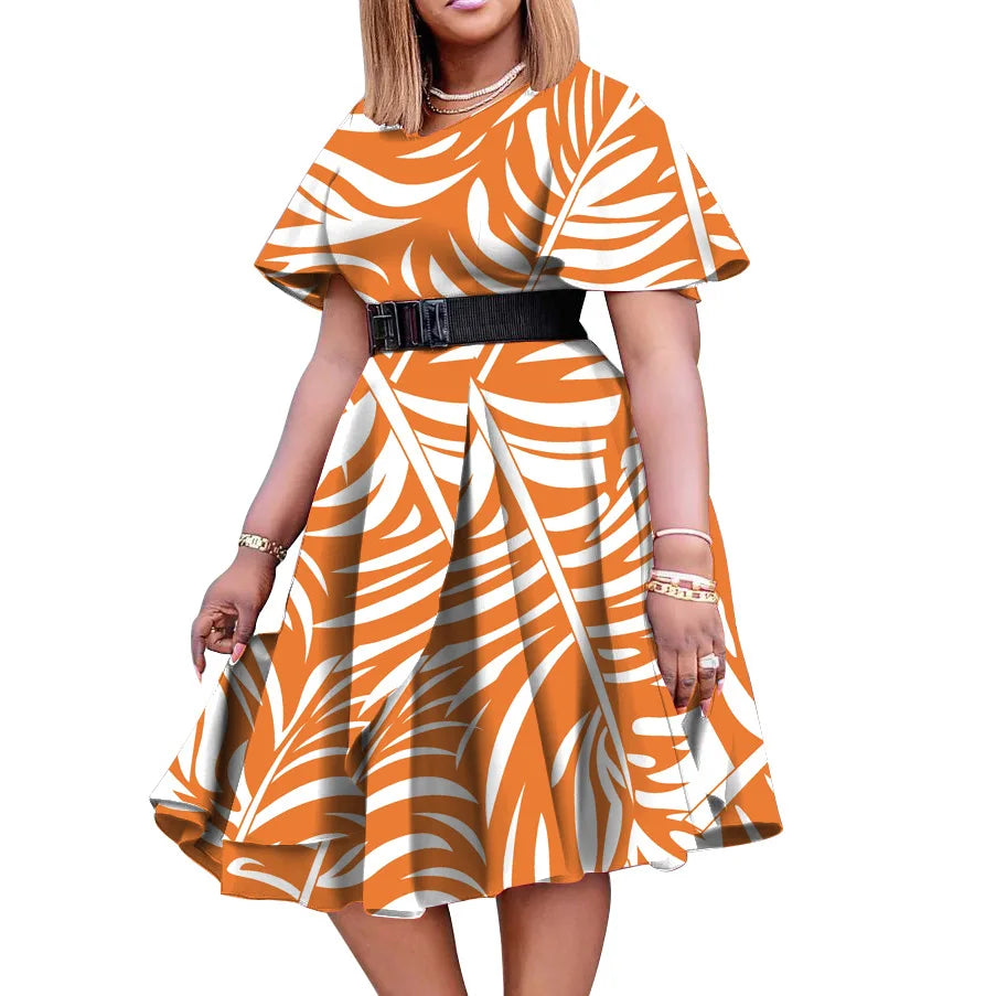 Maxy Spring/summer 2024 new African women's temperament commuter slim plus size dress women's printed church dress XL-5XL