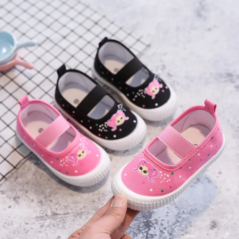 Maxy Fashion Girls Shoes Sweet Cute Children's Canvas Sneakers for Toddlers Baby Girl Size 21-30 Kids Casual Shoes Cartoon