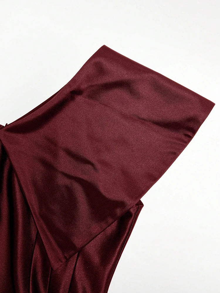 Maxy New In Dresses Stylish Solid Red Elegant Maxy Long Dresses V-neck Women's Summer Dress Fitting Party Dresses Female Clothing