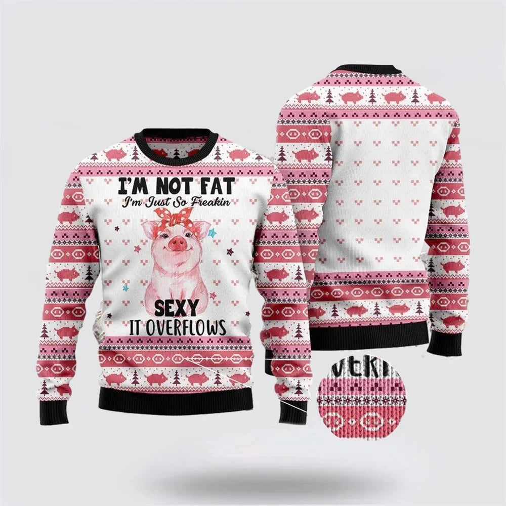 Maxy Cute Pig Graphic Unisex Ugly Christmas Sweater For Men Women Clothes Harajuku Fashion Male Streetwear Casual Man Y2k Pullovers