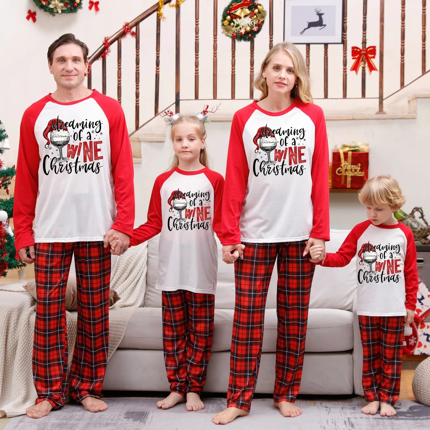 Christmas Family Matching Outfits Mom Dad Kids 2 Pieces Pajamas Set Baby Casual Loose Sleepwear Xmas Family Look Pyjamas