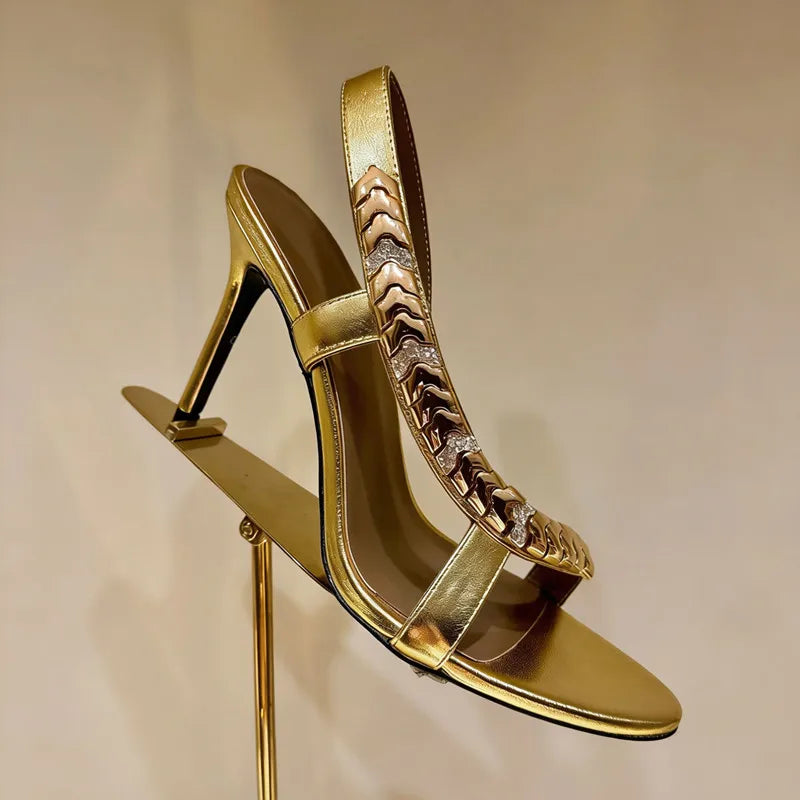 Maxy Luxury Rhinestones Sequined Satin Women Gladiator Sandals Fashion Summer Slingbacks Wedding Thin High heels Party Dress Shoes