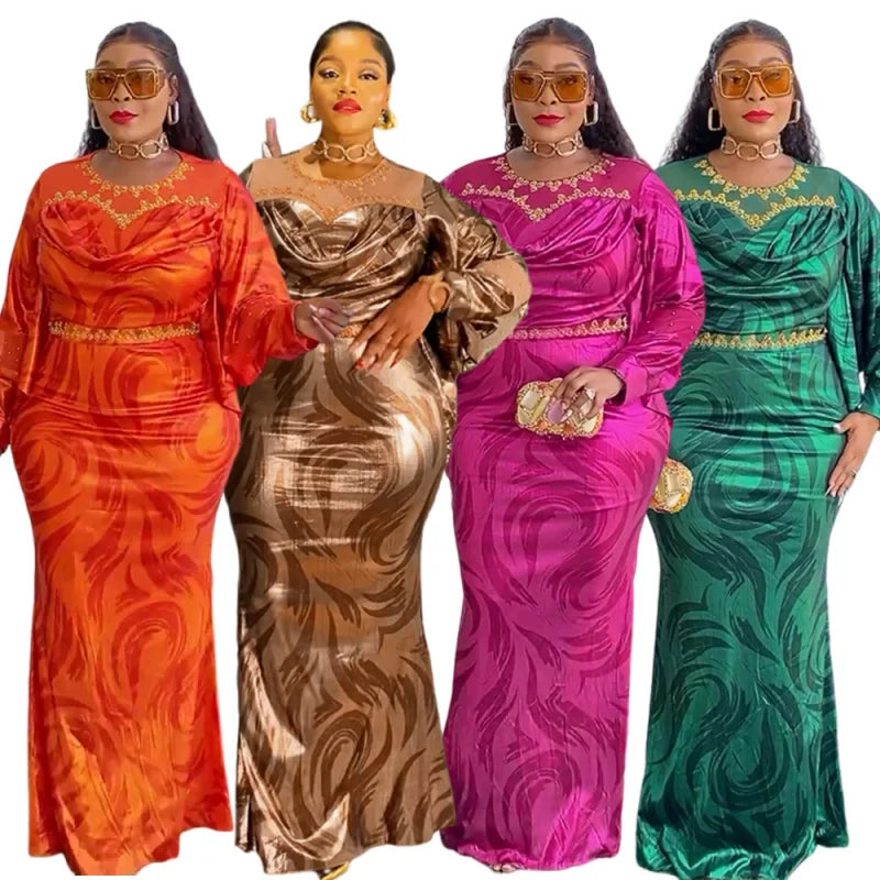 Maxy Party Dresses for Women New Fashion Dashiki Ankara Wedding Evening Gown Elegant Turkey Muslim Maxy Dress
