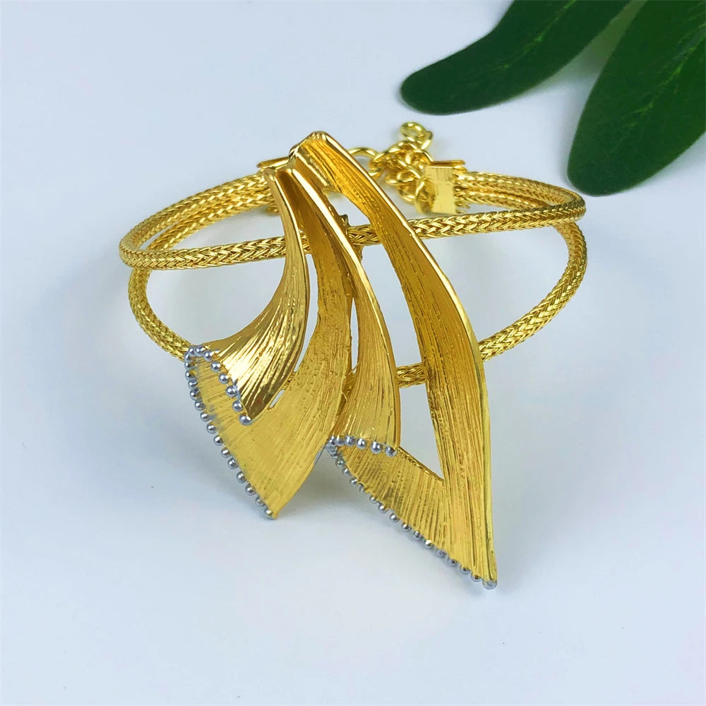 Maxy 18K Gold Plated Jewelry Set for Women Gold Color Necklace Earrings Bracelet And Ring Full Set Jewelry Trending