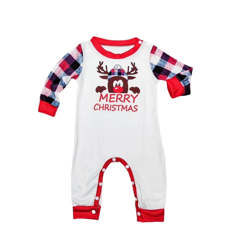 Christmas Family Matching Pajamas Set 2025 New Year Father Mother Daughter Son Long Sleeve Plaid Sleepwear Baby Soft Romper