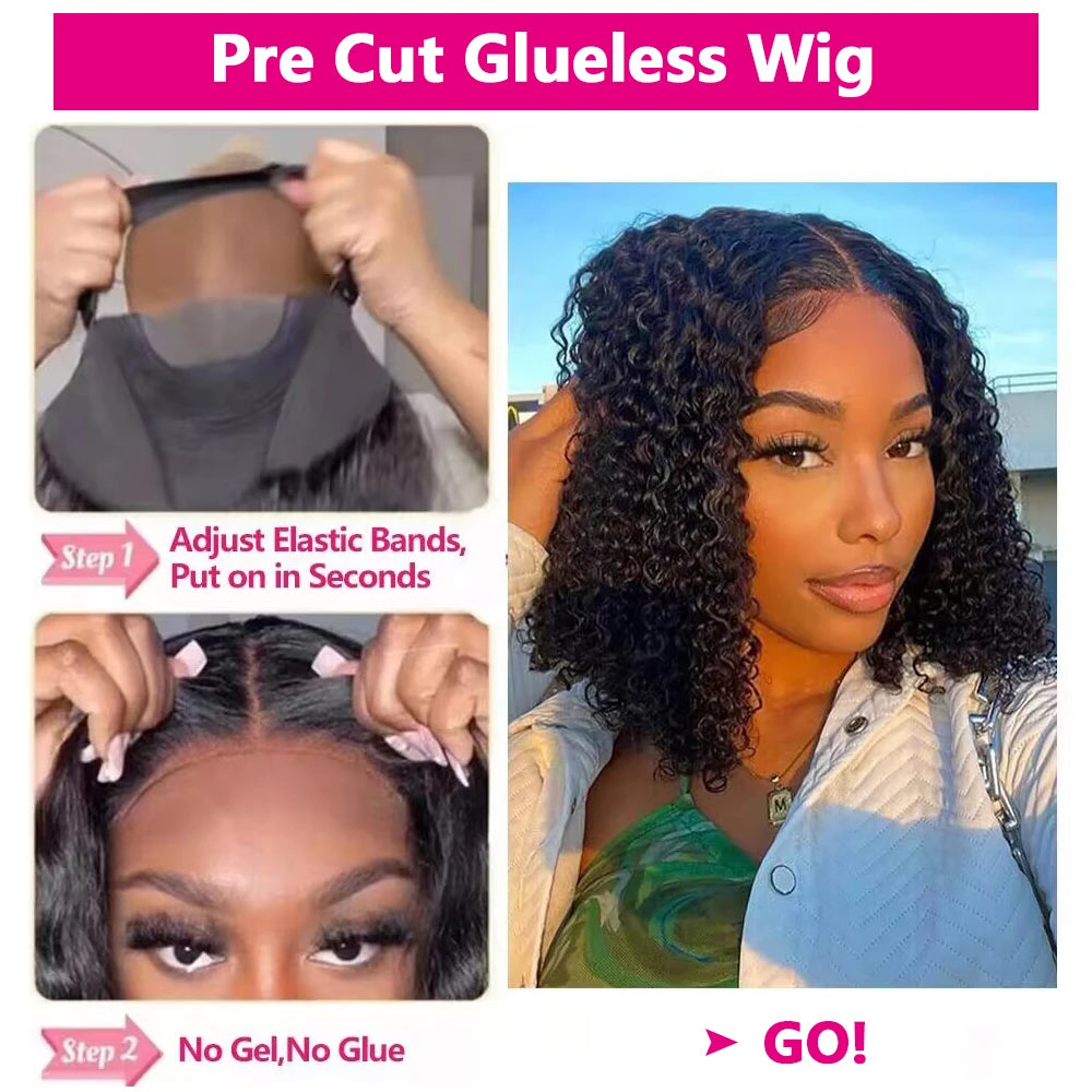 Maxy Queenlike Water Wave Ready to Wear Glueless Human Hair Wig 4x4 Pre Cut Pre Plucked Lace Closure Wigs for Women 10-16 inch Remy