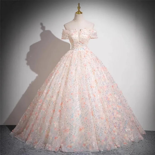 Maxy Shoulder Tied Host Long Skirt, One Shoulder Vocal Piano Art Exam, Fluffy Skirt, Pink Adult Ceremony Graduation Evening Gown