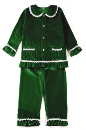 Maxy Kids red velvet solid pajamas baby boy and girl family matching Christmas pajamas sets