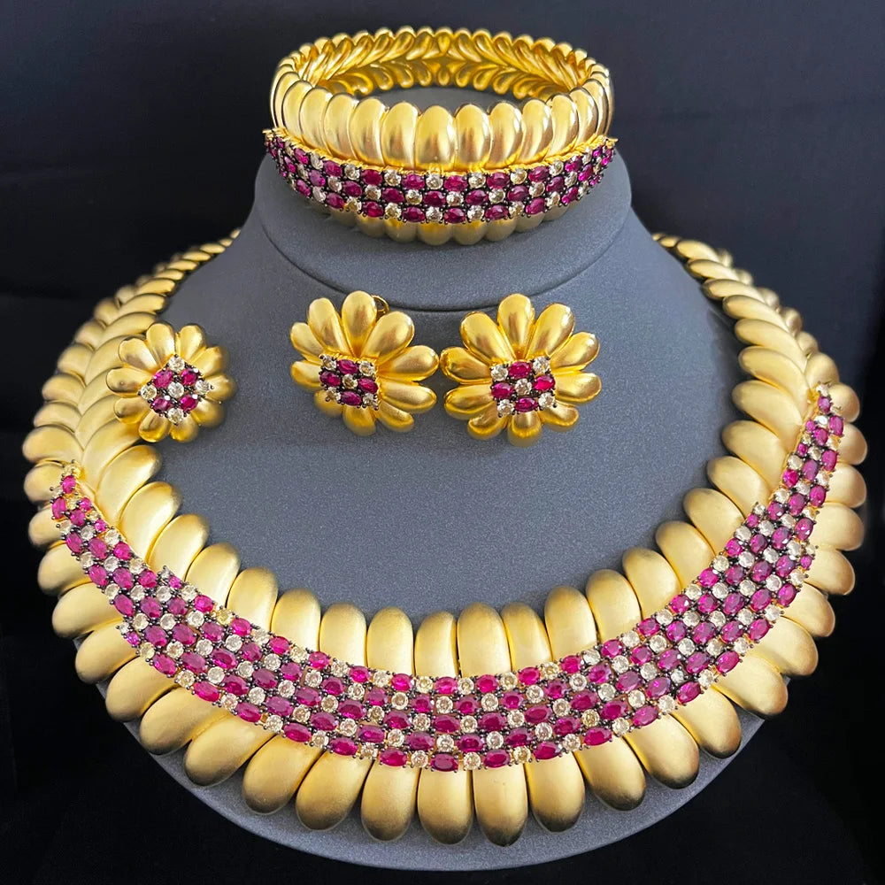 Maxy Famous Brand Bling Sequins Luxury Jewelry Sets For Women Wedding Party Zircon Wedding Bridal Jewelry Set