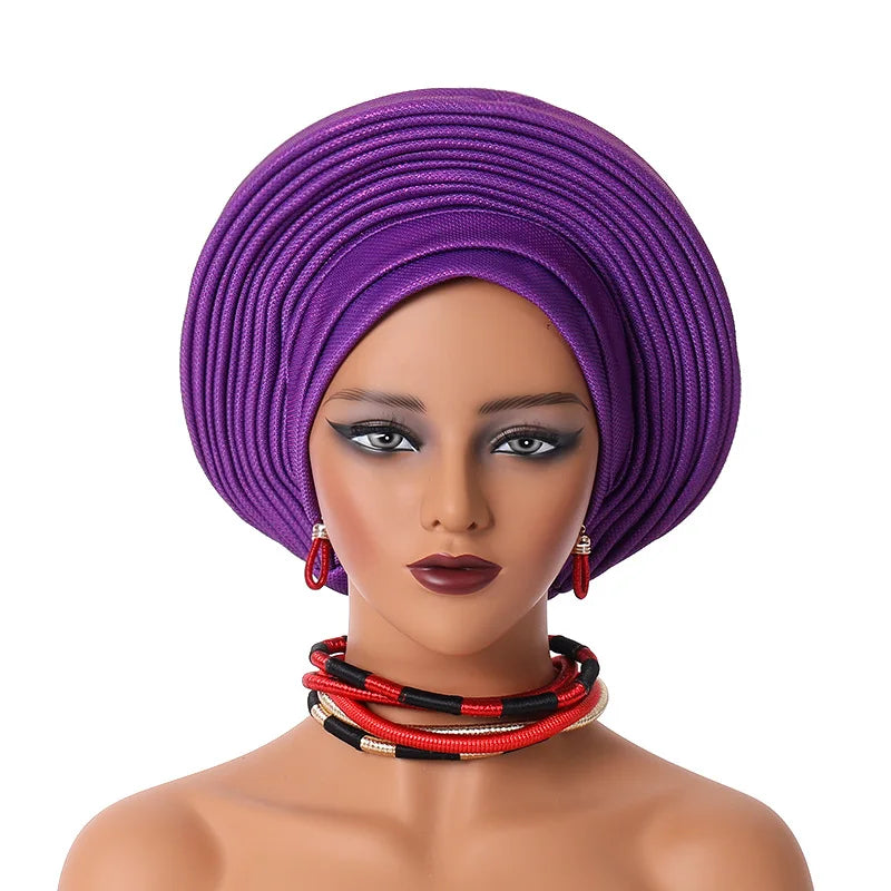 Maxy Gele Head tie Auto Gele Turban Head warp Already Made African Turban Cap Party Women Muslim Hijab Headscarf Bonnet Hat