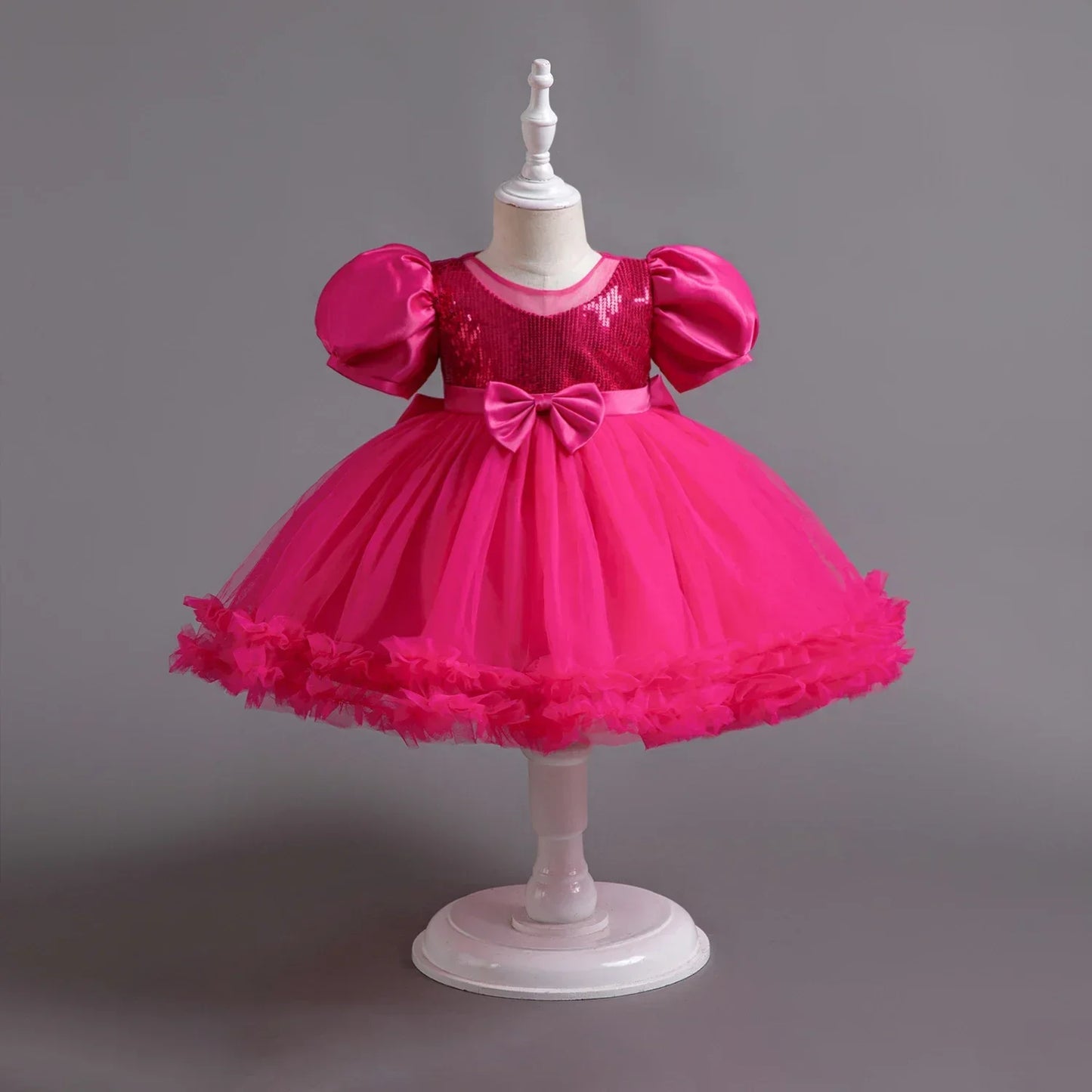 Maxy Baby Girl Fluffily Princess Dress Toddler Infant Wedding Party Prom Gown Puff Children Sequins 1st Birthday Baptism Evening Dress