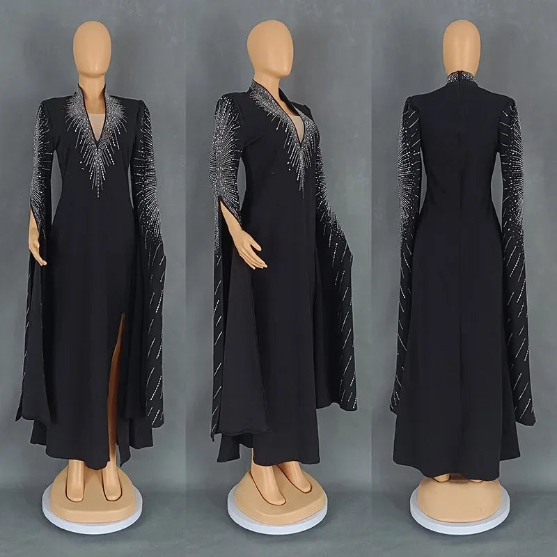 Maxy Elegant Dresses for Women Luxury Diamonds Evening Party Dress Dubai Abaya Kaftan Wedding Gown Ankara Dashiki