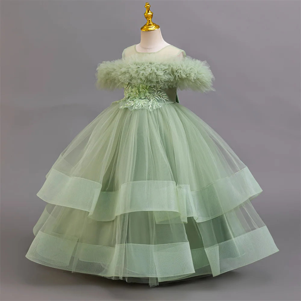 Maxy New elegant girls' dresses, piano performance costumes, chiffon party, birthday party, evening dress for girls aged 4-12