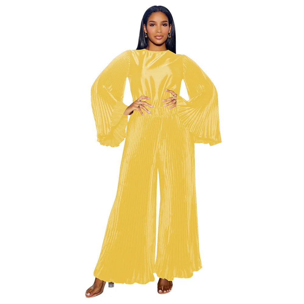 Maxy 2 Piece Pants Sets Women African Muslim New Matching Sets Solid Color Two Pieces Sets Top Pants Suits Outfits Clothing