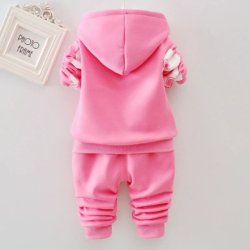 Winter Baby Girls Clothing Set 2021 Autumn Toddler Boys Girls Warm Hooded Coats Pants Suit Kids Thick Tracksuit Clothes Set