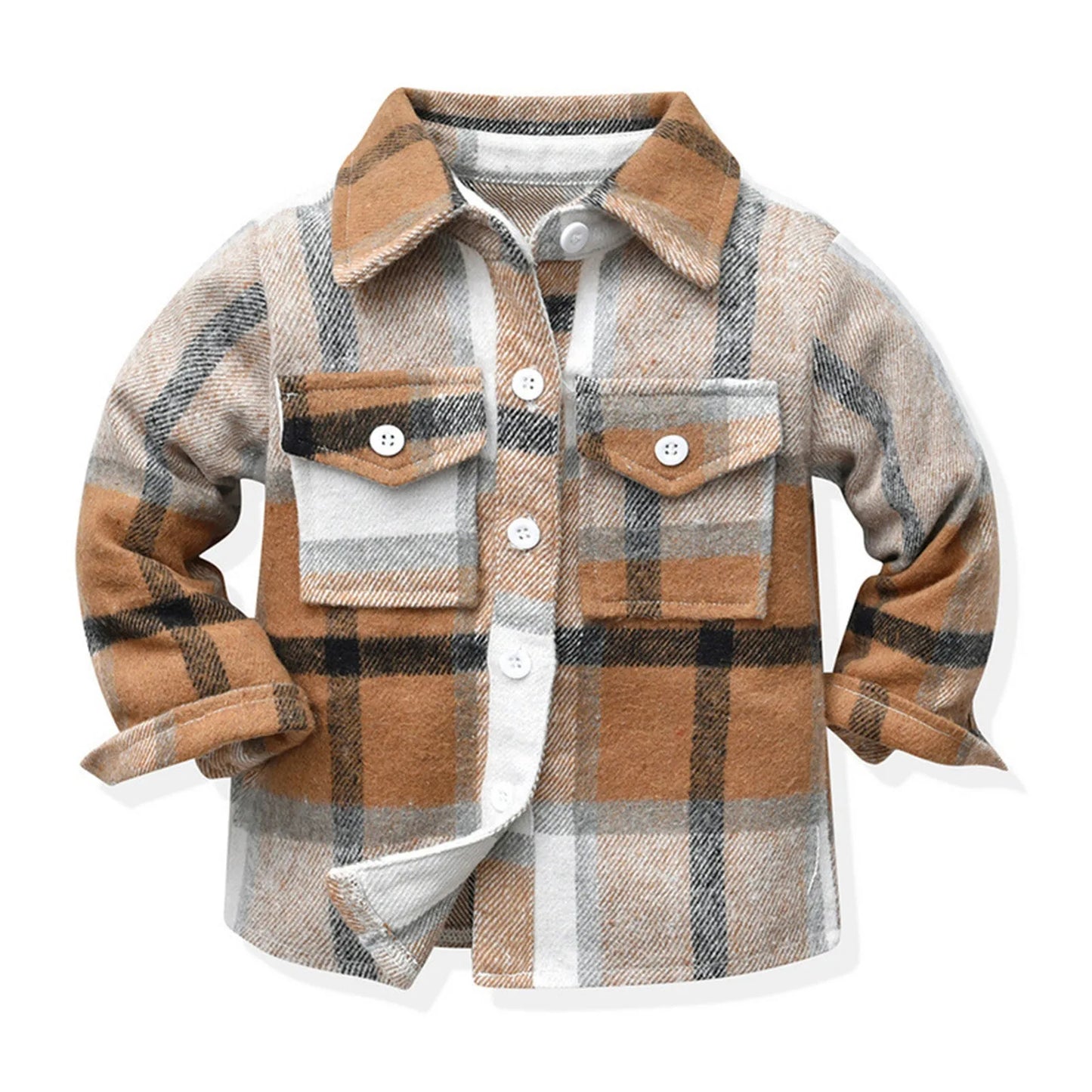 Toddler Baby Boy Girl Plaid Shirt Jacket Outfits Button Down Cardigan Kids Long Sleeve Coat Tops Fashion Autumn Clothes