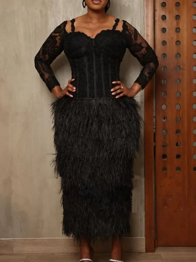 Amay Dresses for Women Black Dresses Africa Clothing Muslim Long Dress High Quality Length Fashion African Dress Lady
