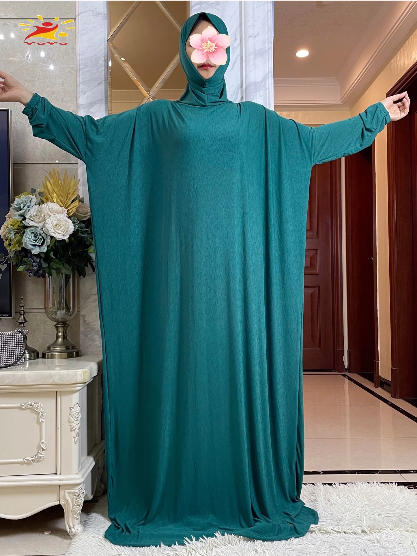 Maxy Muslim Women Hooded Turkey-African Prayer Garment Kaftan Dress With Hijab Floral Prints Dubai Saudi Robe Ramadan