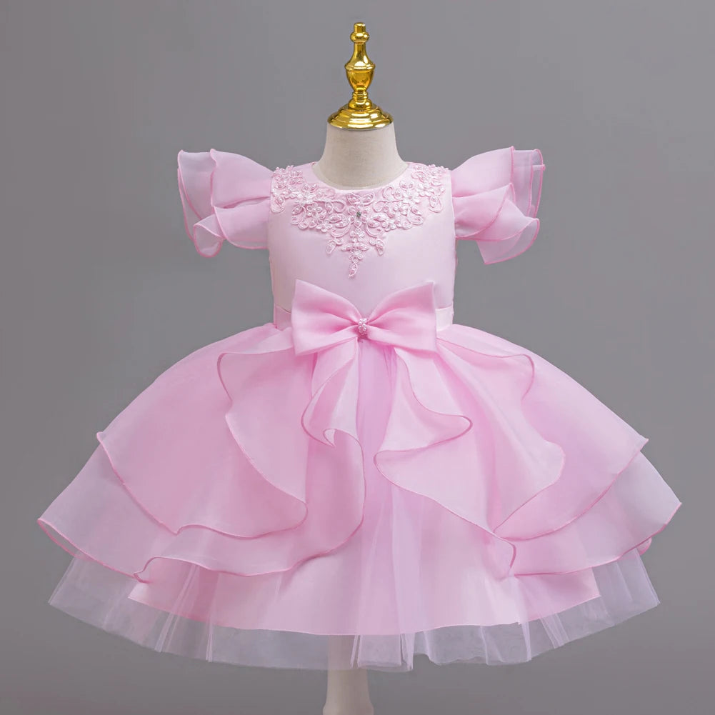 Maxy Princess dress; evening dress; bow puffy dress; stage performance dress; hostess dress; flower girl dress;