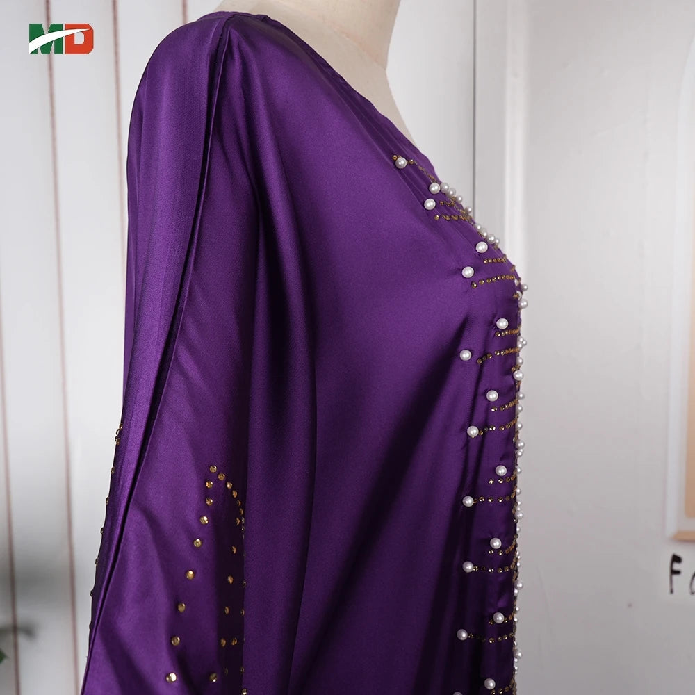 Maxy Dresses For Women New Pearl Dress Plus Size Wedding Party Evening Gowns Elegant Kaftan Boubou Djellaba Clothing